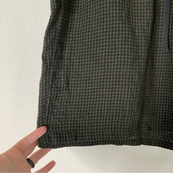 Eileen Fisher Womens green plaid seaweed 100% linen mid thigh shorts XL NWT - Picture 3 of 10